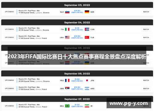 2023年FIFA国际比赛日十大焦点赛事赛程全景盘点深度解析